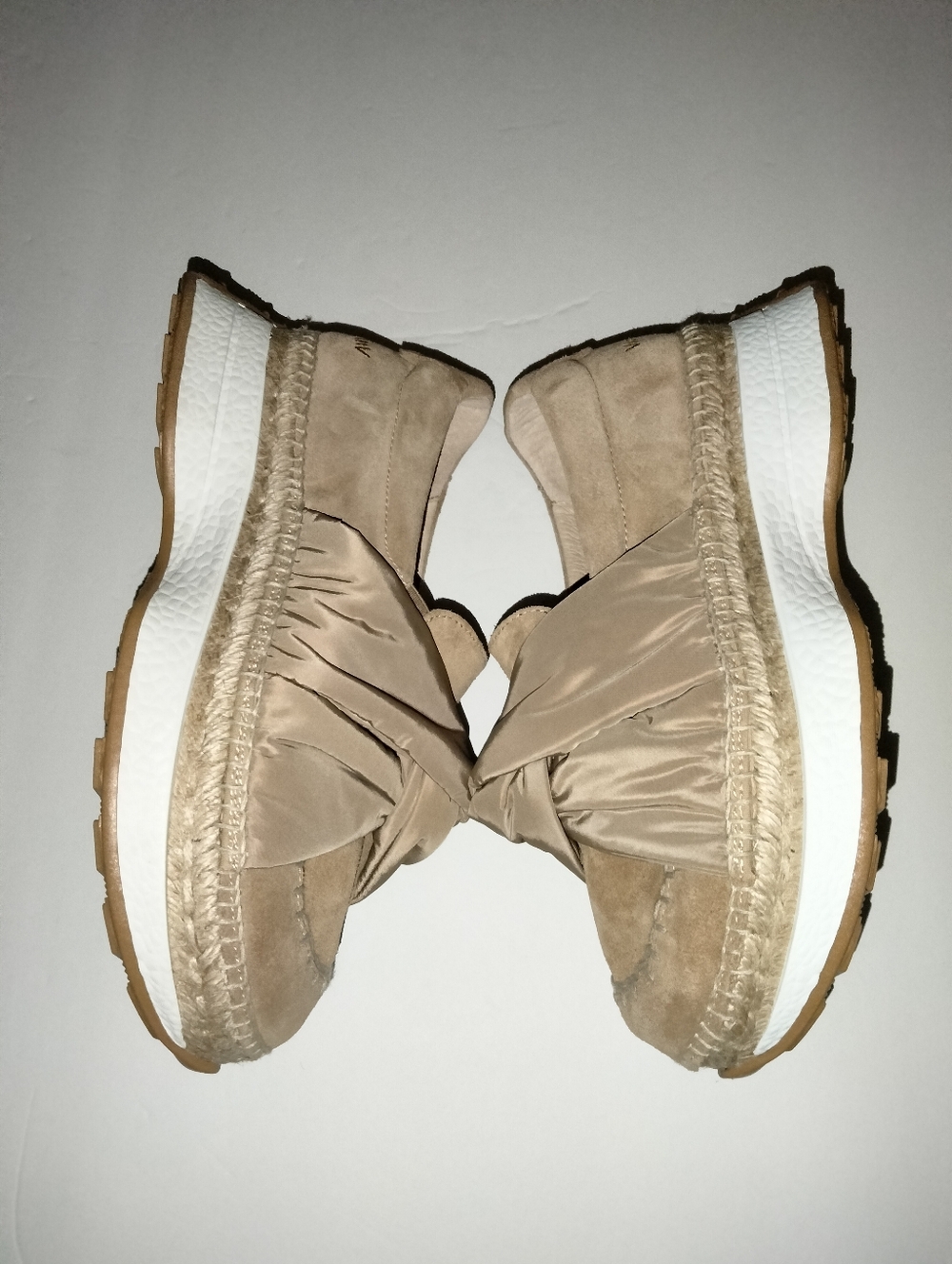 Viscata Barcelona (Sz 39) Beige Knot Giverola Suede Espadrille Platform Sneakers